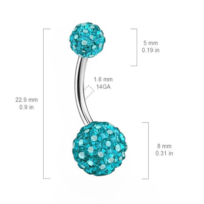 Surgical Steel 14 Gauge Ferido Gems Belly Button Rings - 6 Pack - photo 2