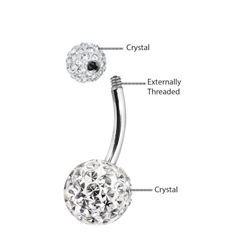 Surgical Steel 14 Gauge Belly Button Ring with Ferido Gems - 4 Pack - View 2