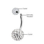 Surgical Steel 14 Gauge Belly Button Ring with Ferido Gems - 4 Pack - View 2