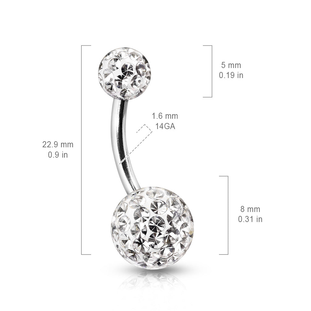 Surgical Steel 14 Gauge Belly Ring with Clear Ferido Gems - photo 2