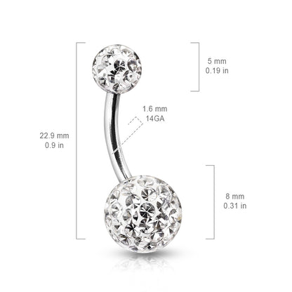 Surgical Steel 14 Gauge Belly Ring with Clear Ferido Gems - photo 2