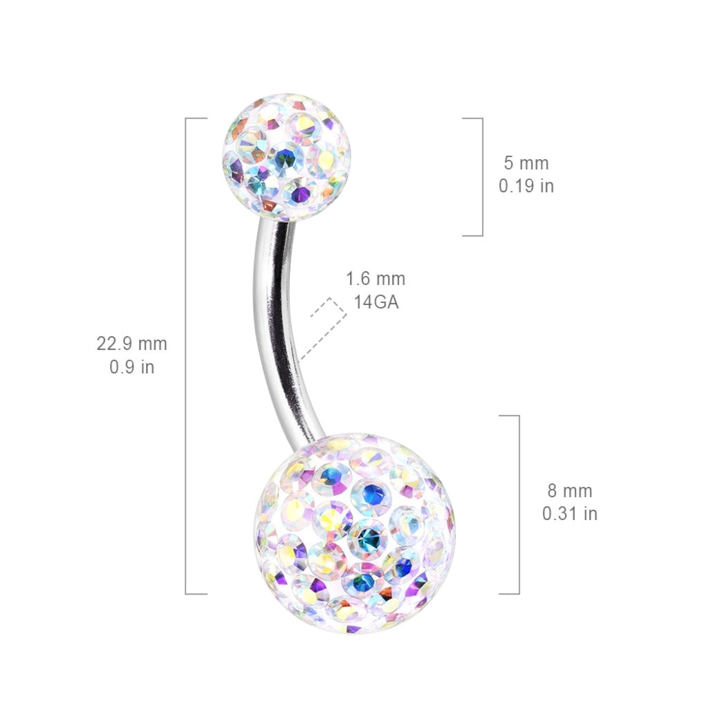 Surgical Steel 14 Gauge Belly Button Ring Ferido Gems Aurora Borealis - View 2