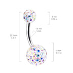 Surgical Steel 14 Gauge Belly Button Ring Ferido Gems Aurora Borealis - View 2