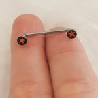 Surgical Steel 14 Gauge Star Logo Flat Disc Staple Surface Barbell