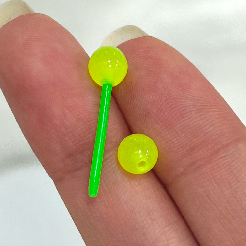 Acrylic 14 Gauge Flexible Straight Barbell with UV Glow - photo 3