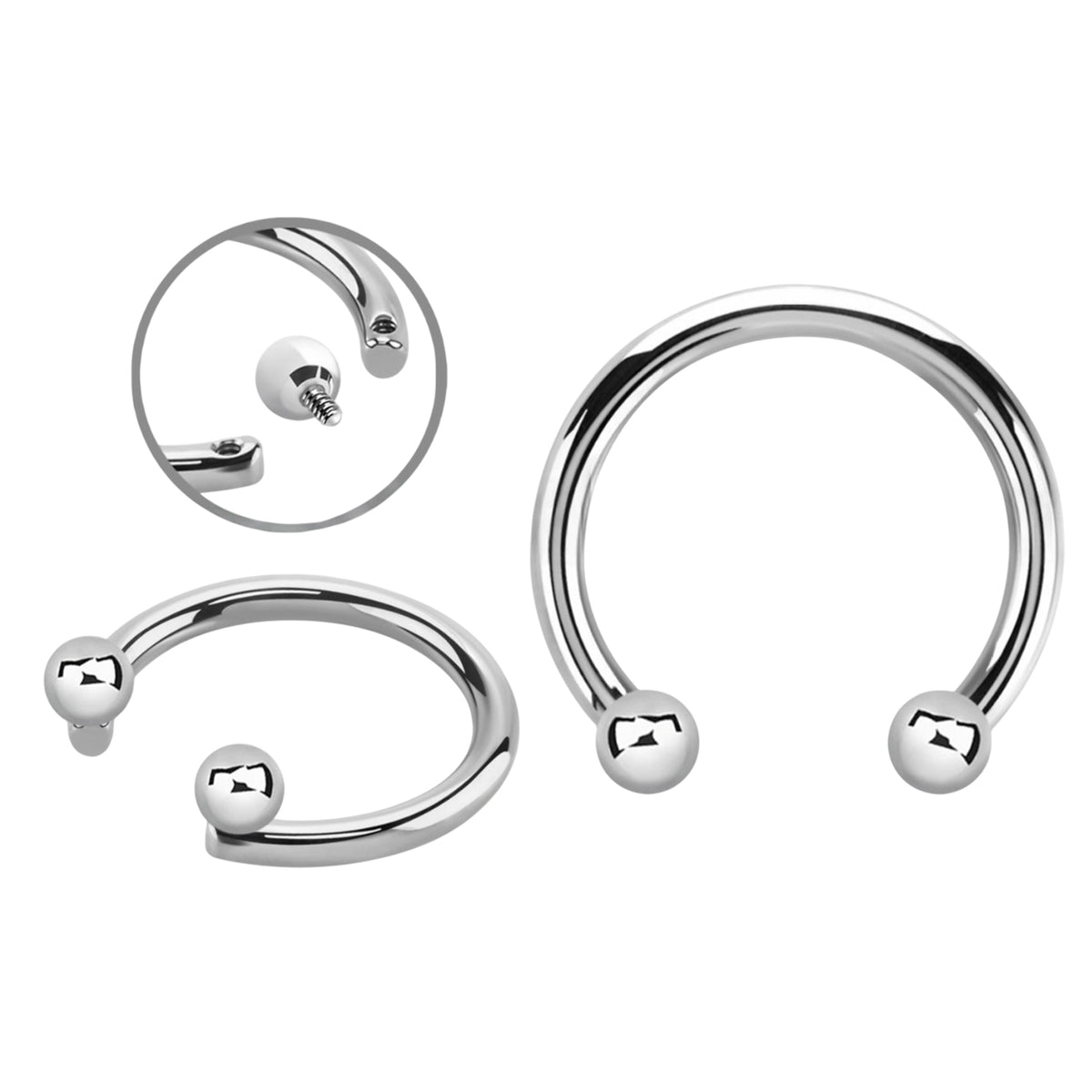 Titanium 14 Gauge Front Facing Holes Horseshoe Circular Barbell