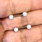 Surgical Steel 14 Gauge Opal Nipple Barbell - Pair