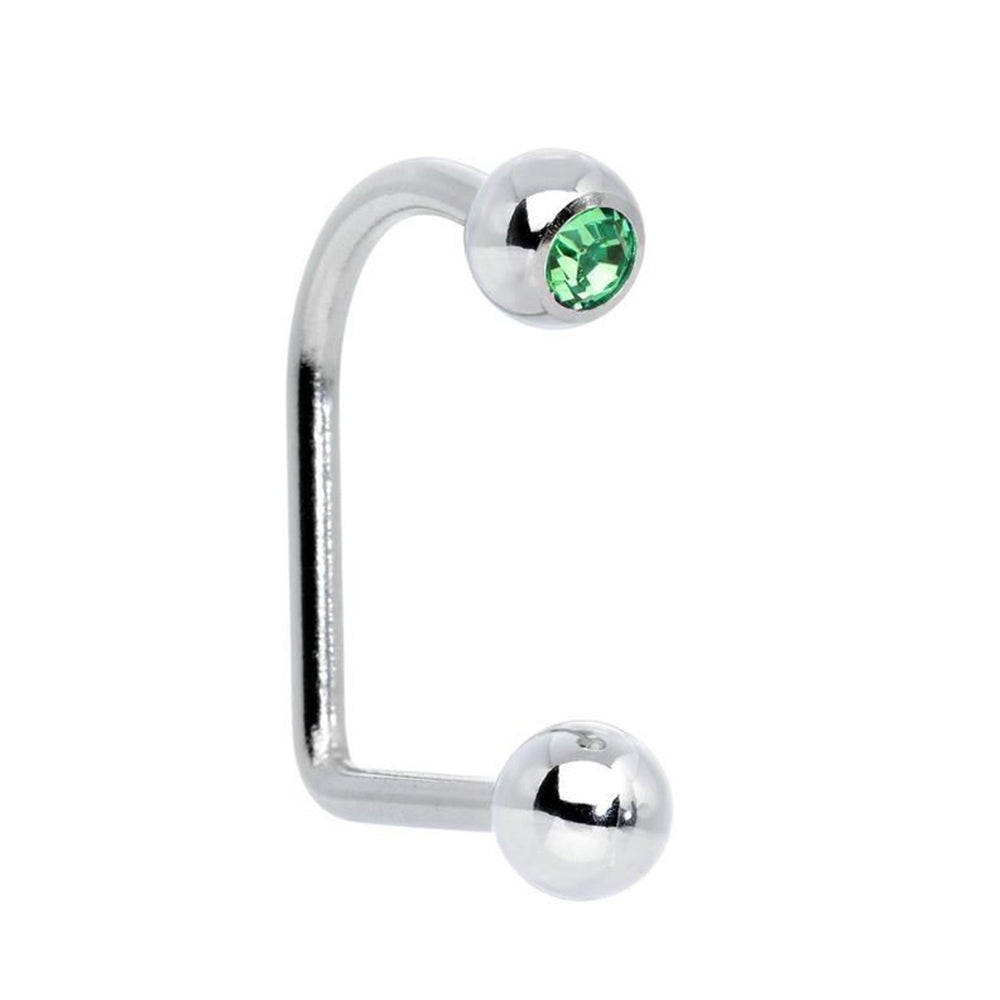 Surgical Steel 14 Gauge Lippy Loop Labret with Green CZ