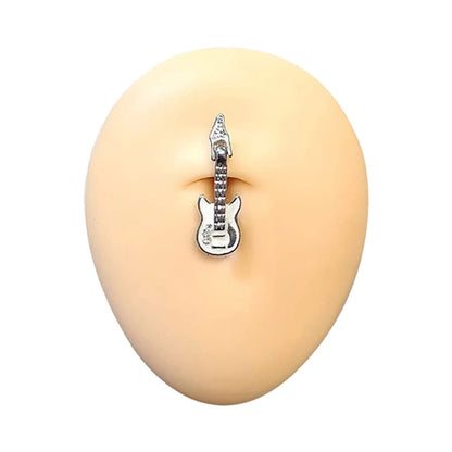 Surgical Steel Reverse Belly Ring 14 Gauge 11mm with Guitar CZ - photo 2