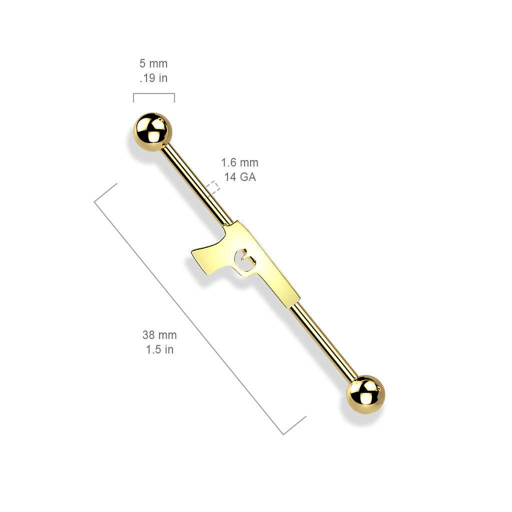 Surgical Steel 14 Gauge Industrial Barbell with PVD Gun - photo 2