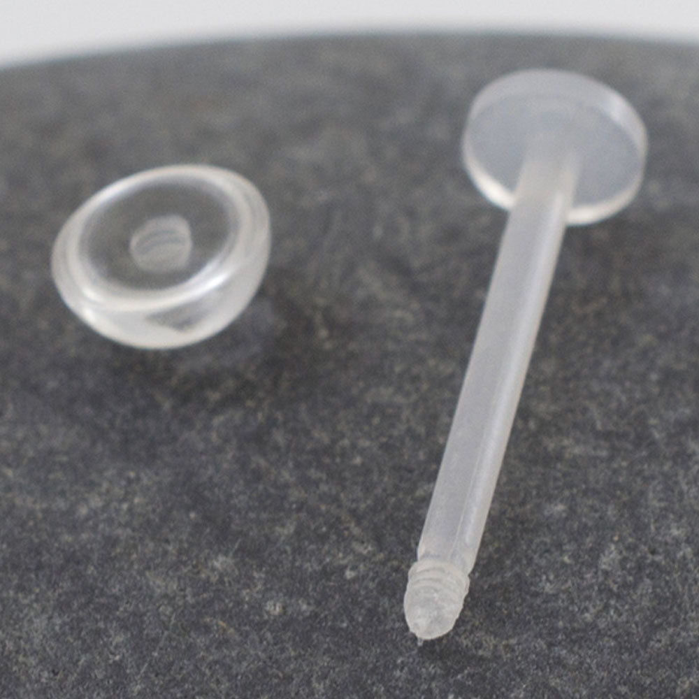 Clear Bioflex 14 Gauge Flat Back Labret Retainer - 5/8 Inch - photo 3