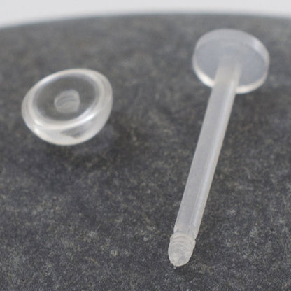 Clear Bioflex 14 Gauge Flat Back Labret Retainer - 5/8 Inch - photo 3
