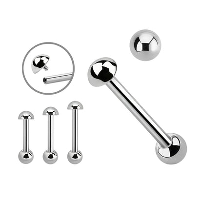 Titanium 14 Gauge Straight Barbell with Half Ball - photo 3