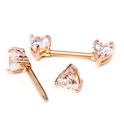 Rose Gold Surgical Steel 14 Gauge Nipple Barbell with CZ Heart - Pair - photo 2