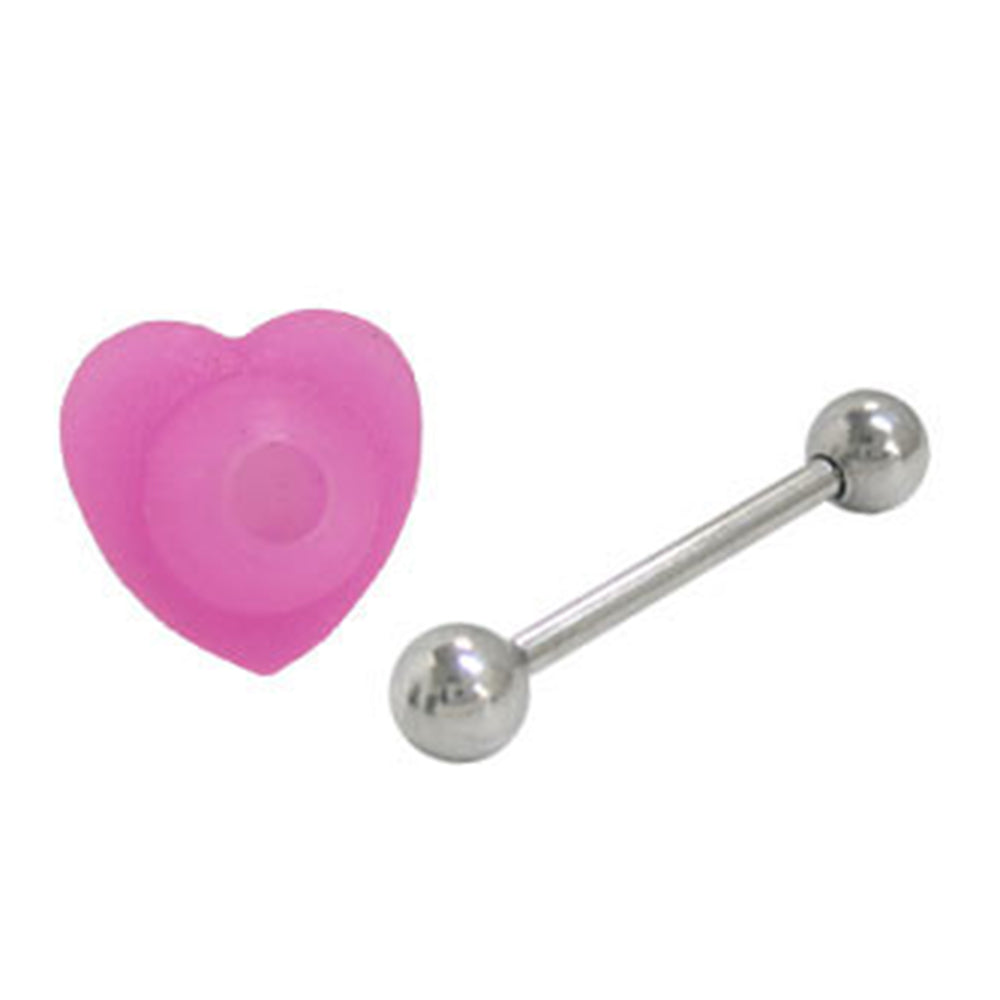 Surgical Steel 14 Gauge Tongue Barbell with Heart French Tickler - photo 2