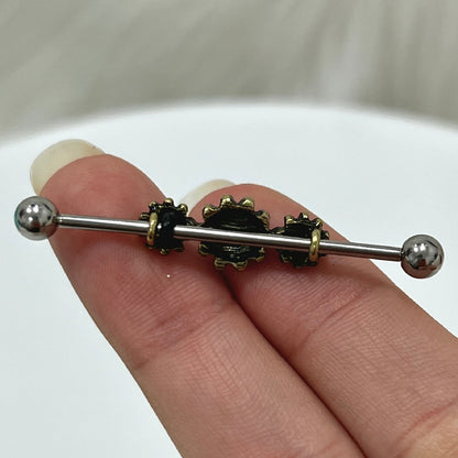 Surgical Steel 14 Gauge Industrial Barbell with Triple Turquoise - photo 3