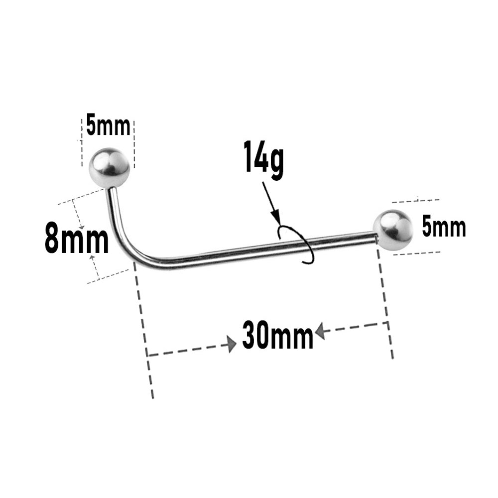 Surgical Steel L Bend Industrial Barbell 14 Gauge 38mm - photo 2