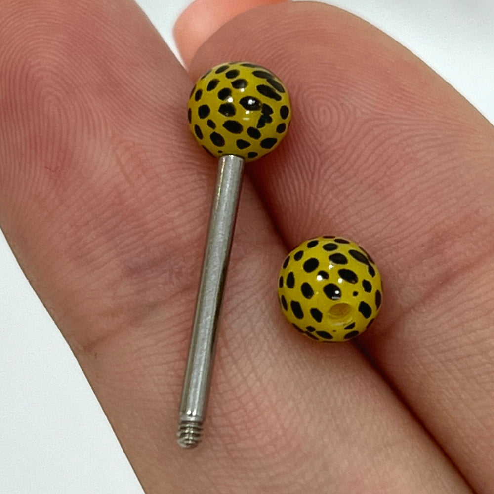 Surgical Steel or Titanium Barbell 14G 16mm with Leopard or Zebra Ball - photo 3