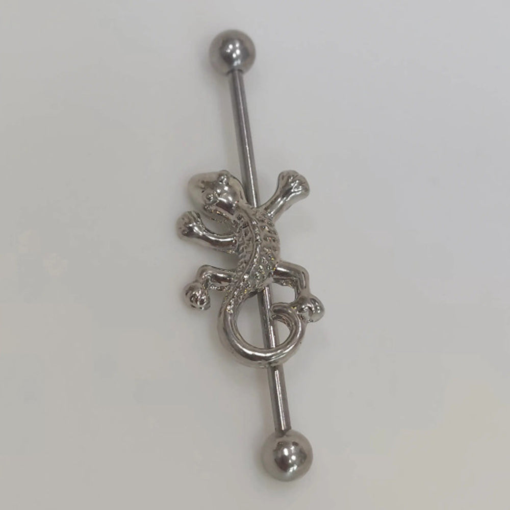 Surgical Steel 14 Gauge Industrial Barbell with Lizard - photo 4