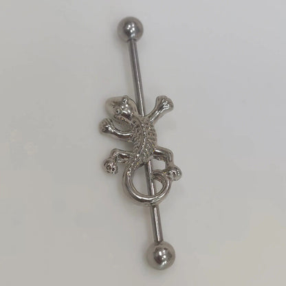 Surgical Steel 14 Gauge Industrial Barbell with Lizard - photo 4