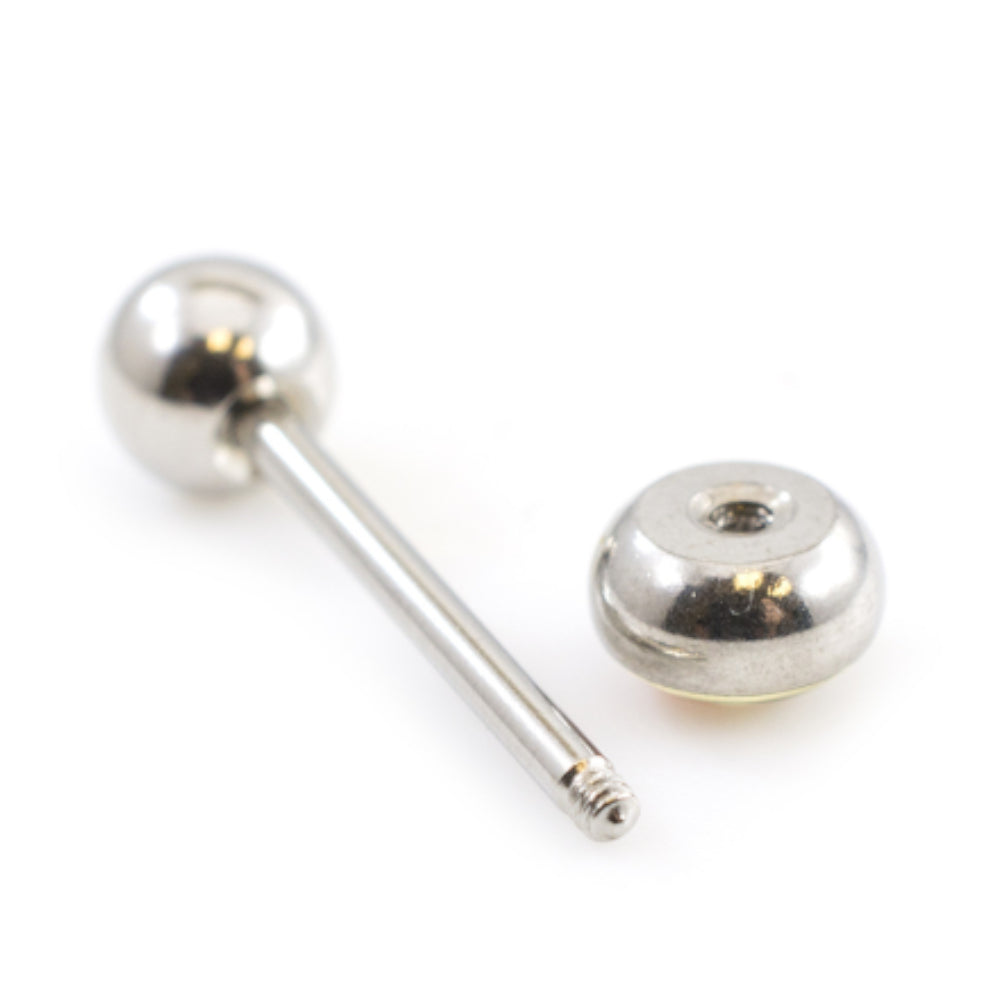 Surgical Steel Tongue Barbell 14 Gauge 15mm with Logo Star Top - photo 4