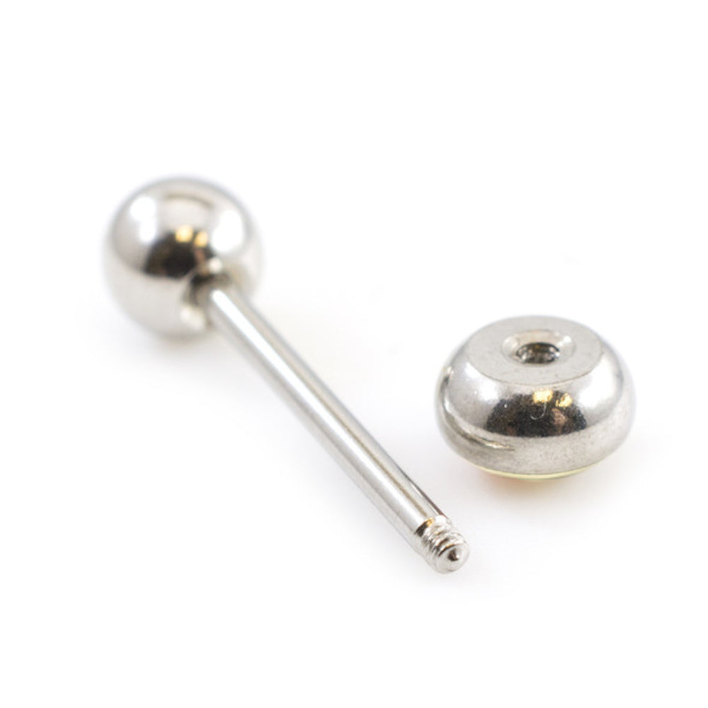 Surgical Steel Tongue Barbell 14 Gauge 15mm with Yin Yang Logo Top - photo 4