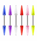 Surgical Steel & Acrylic 14G Straight Barbells Spike Ends - 6 Pack