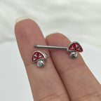 Surgical Steel 14 Gauge CZ Mushroom Nipple Barbell - Pair