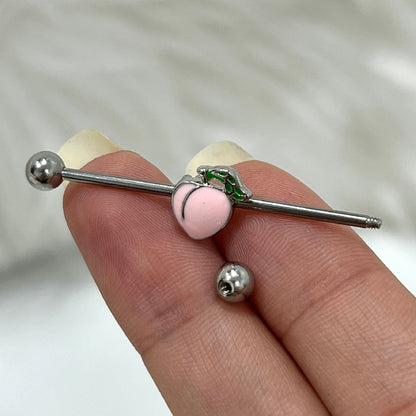 Surgical Steel 14 Gauge Industrial Barbell with Enamel Peach - photo 4