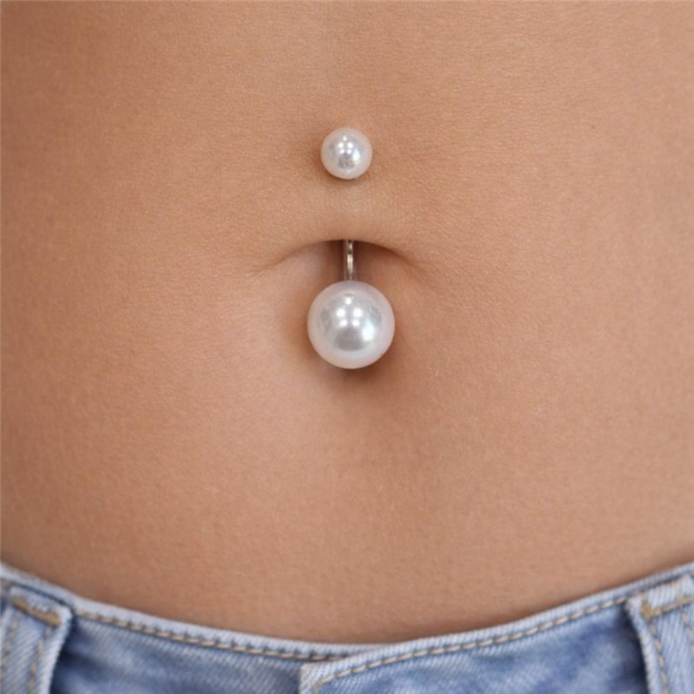 Surgical Steel 14 Gauge Belly Ring with Pearl - photo 2