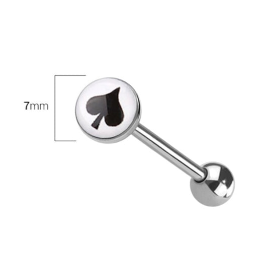 Surgical Steel 14 Gauge Tongue Barbell with Poker Card Logo - 4 Pcs