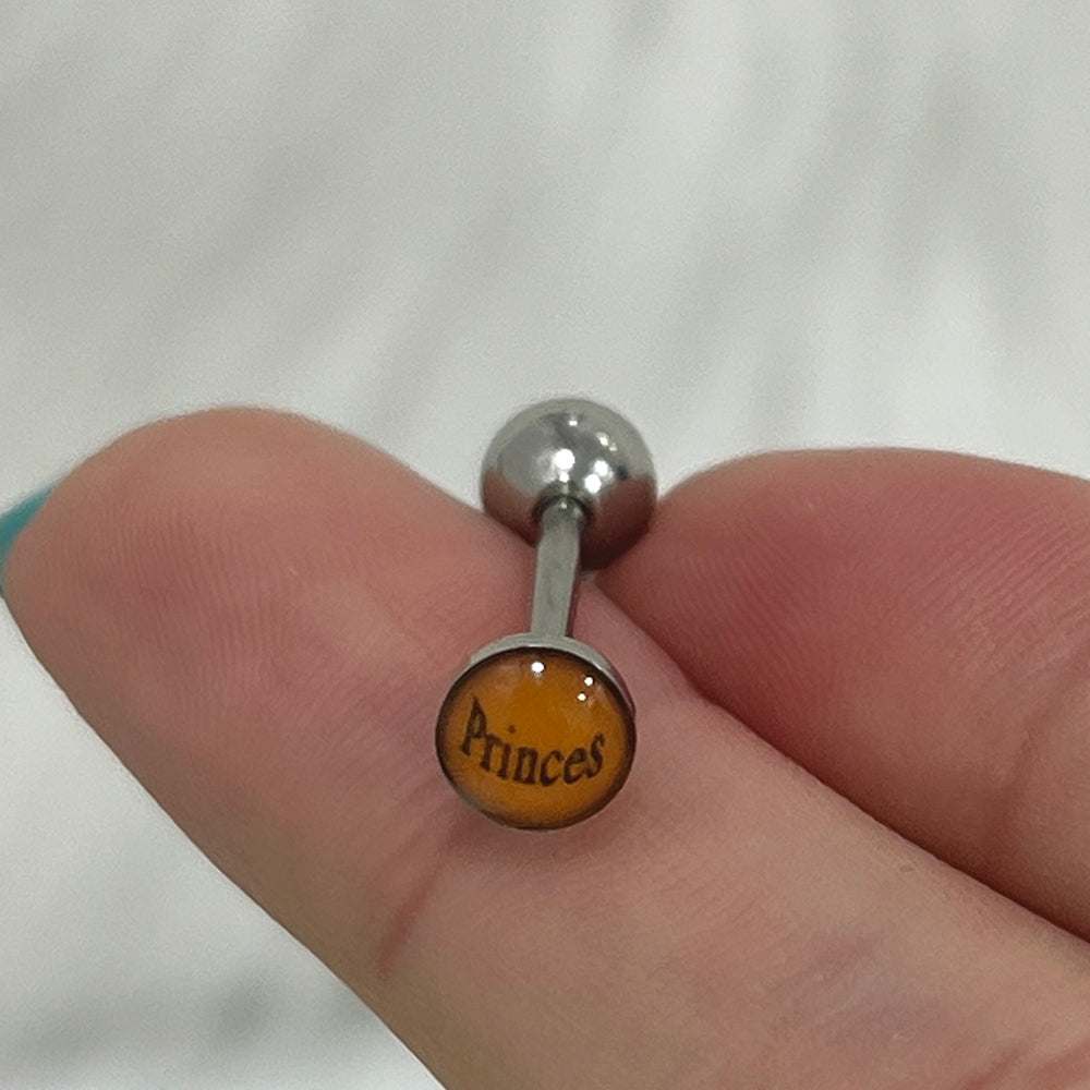 Surgical Steel 14 Gauge Tongue Barbell with Princess Logo - photo 4
