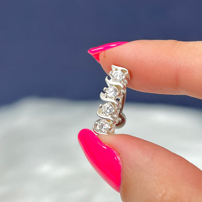 Surgical Steel 14 Gauge Reverse Belly Ring with Prong CZ - photo 2