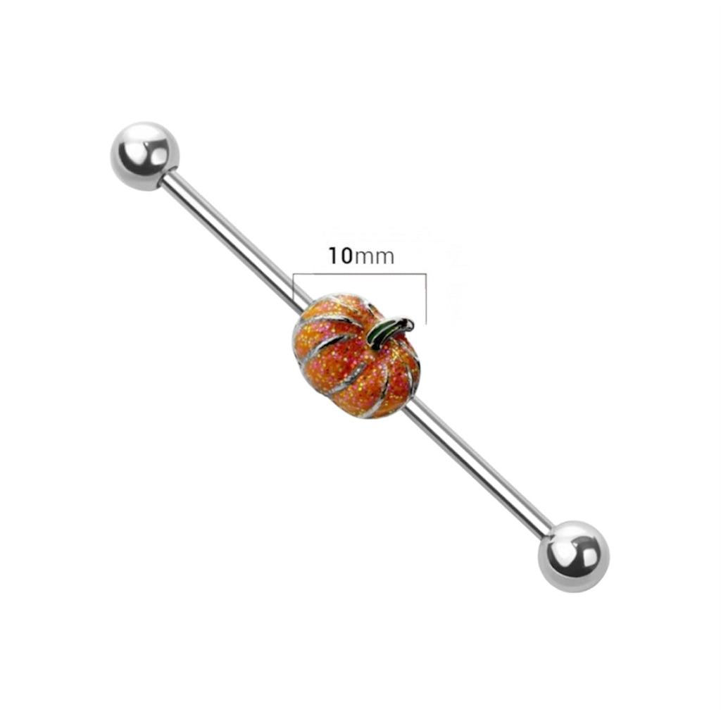 Surgical Steel 14 Gauge Pumpkin Industrial Barbell 38mm