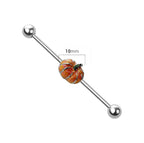 Surgical Steel 14 Gauge Pumpkin Industrial Barbell 38mm