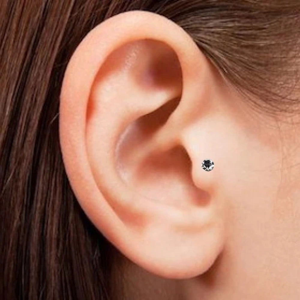 Acrylic Bioflex 14 Gauge Push In Labret Stud with Bezel CZ - photo 2