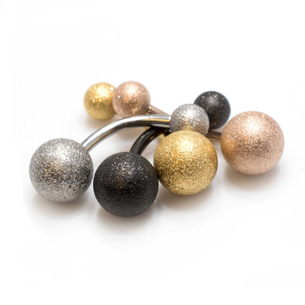 Surgical Steel 14 Gauge Belly Ring with PVD Sand Finish Ball - 16mm