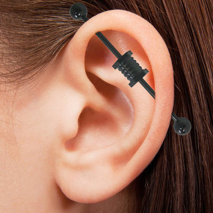 Surgical Steel 14 Gauge Industrial Barbell with Black PVD Screw Nut - photo 2