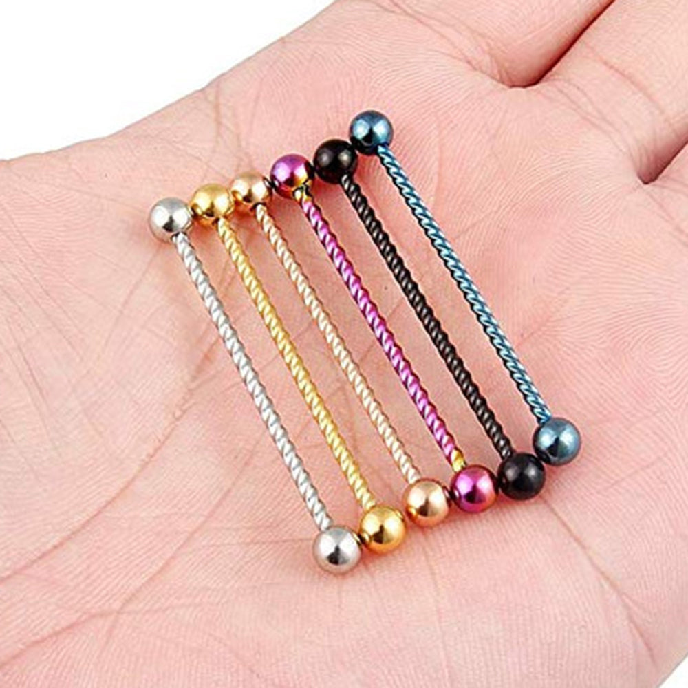 Surgical Steel 14 Gauge Industrial Barbell with Braided PVD - photo 2
