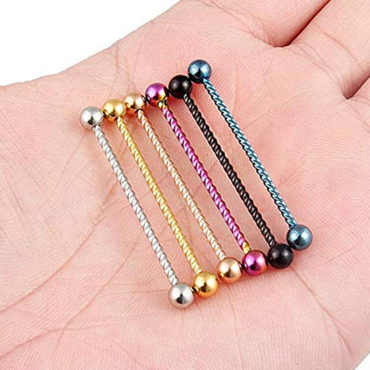 Surgical Steel 14 Gauge Industrial Barbell with Braided PVD - photo 2