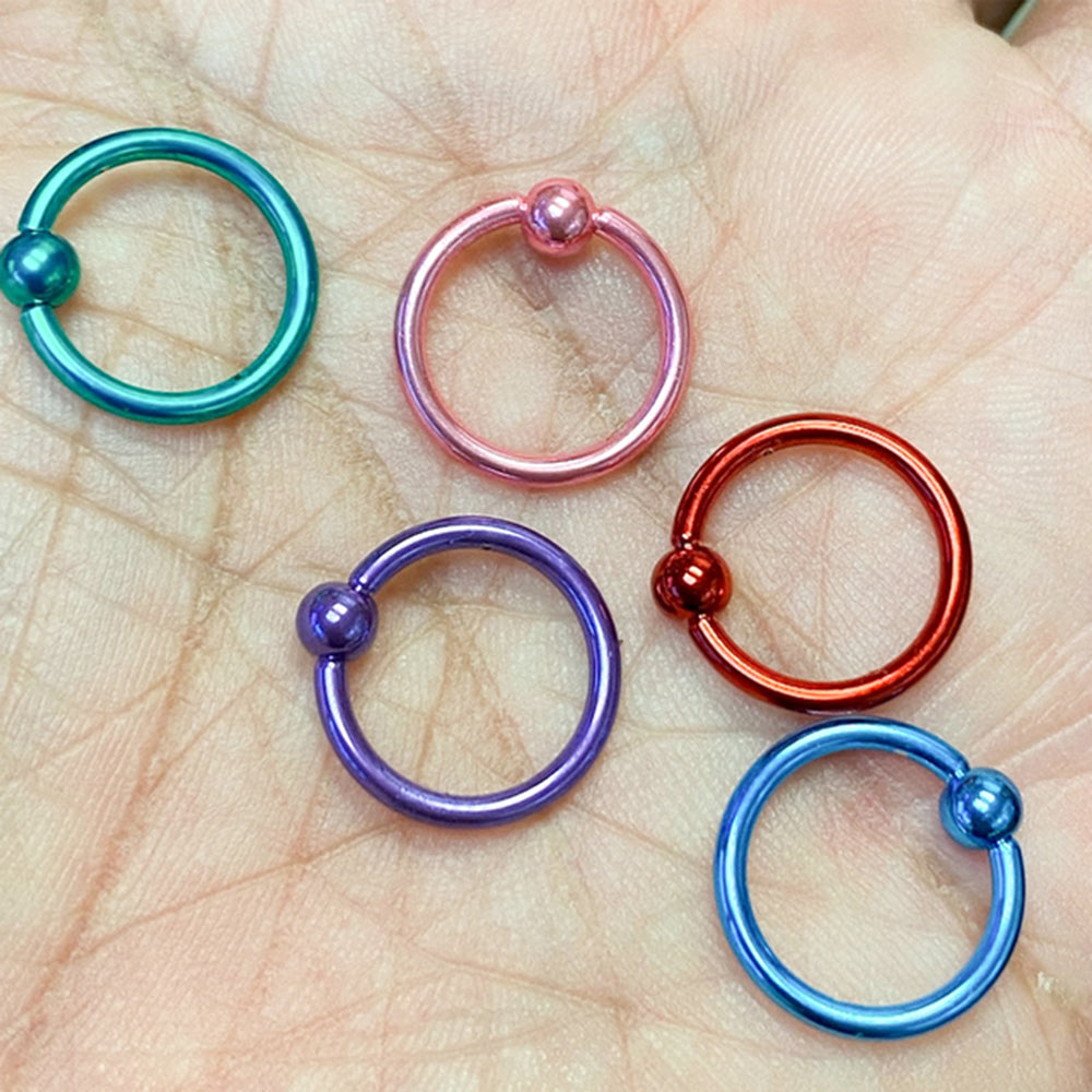 Surgical Steel 14 Gauge PVD Captive Bead Ring 1/2 Inch - Pair - photo 2