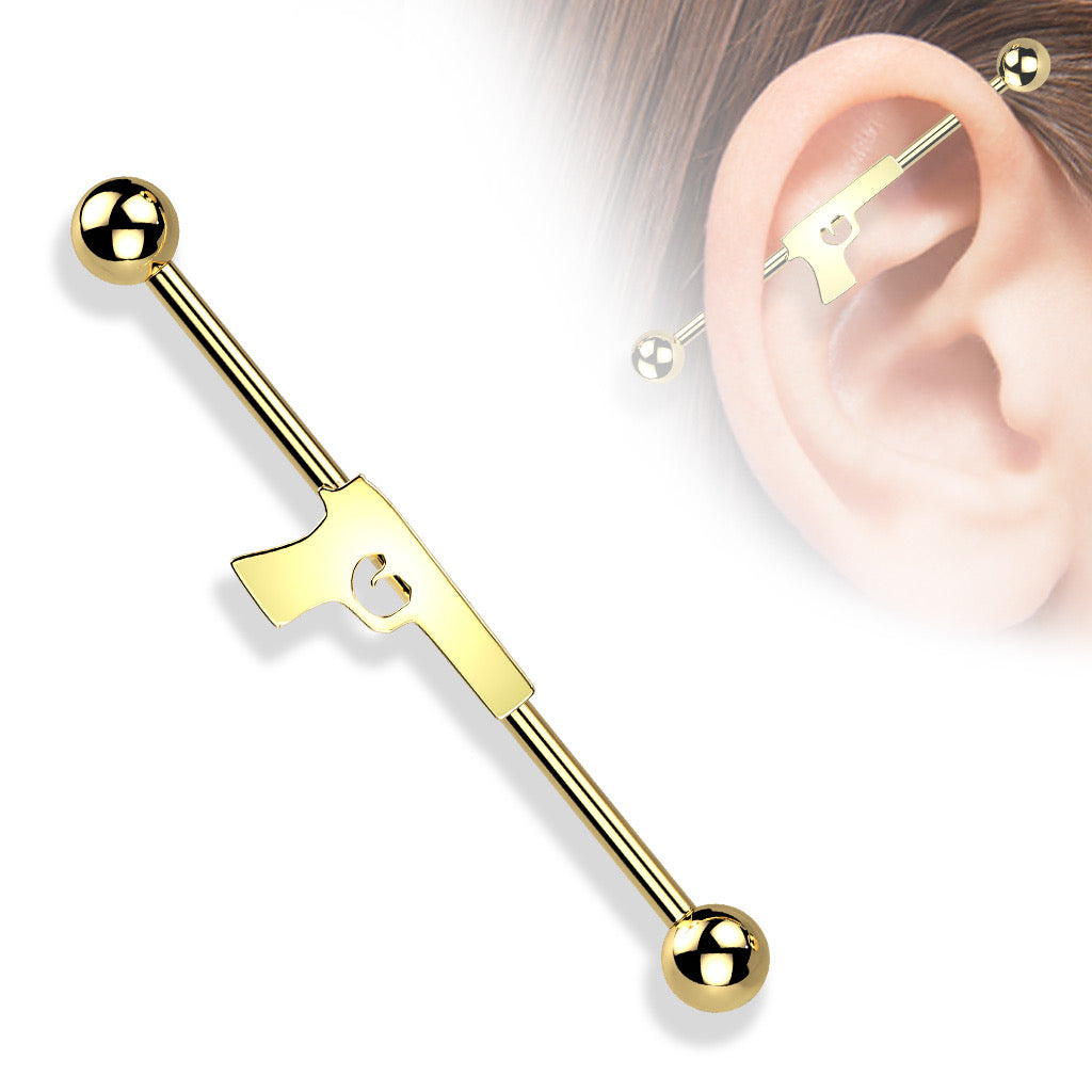 Surgical Steel 14 Gauge Industrial Barbell with PVD Gun - photo 4