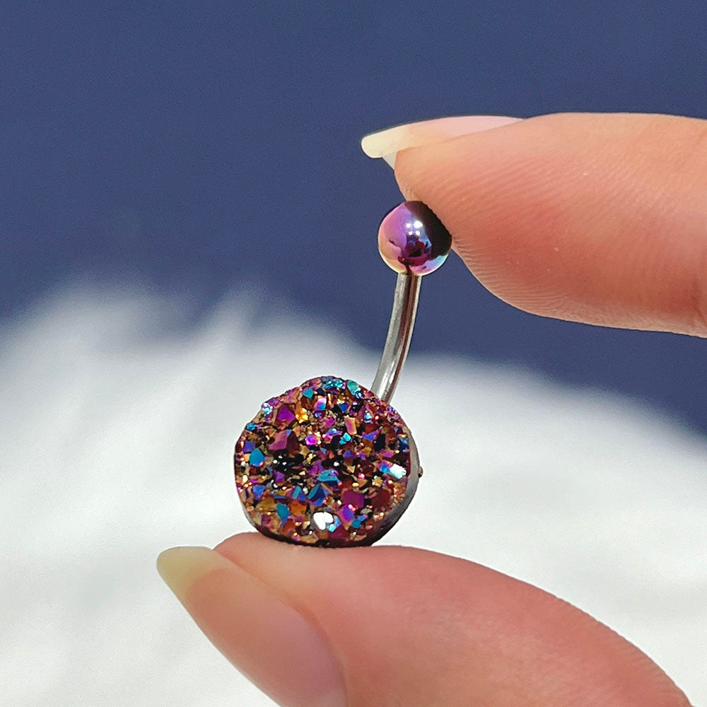 Surgical Steel 14 Gauge Belly Ring with Rainbow Confetti - photo 2