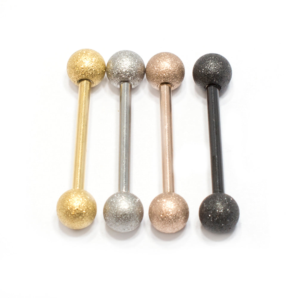 Surgical Steel 14 Gauge Sand Finish Barbell with Ball Ends
