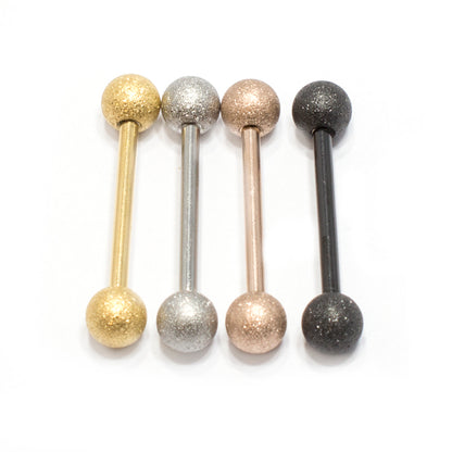 Surgical Steel 14 Gauge Sand Finish Barbell with Ball Ends