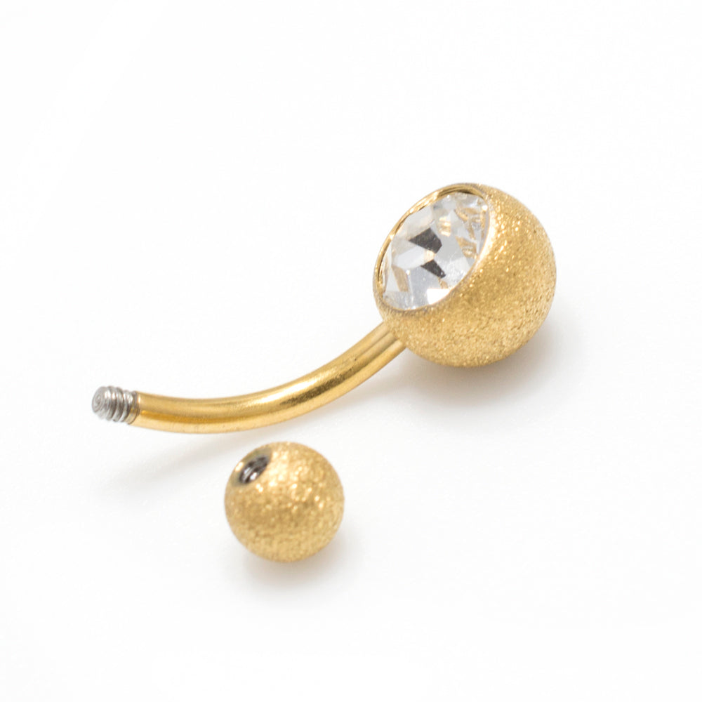 Surgical Steel 14 Gauge Sand Finish Belly Ring with CZ Gem - photo 3
