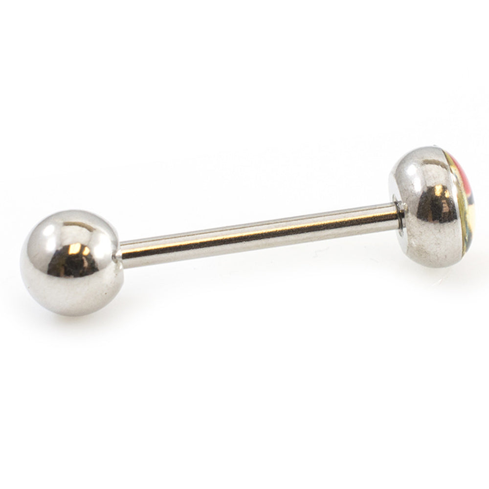 Surgical Steel 14 Gauge Skull Head Tongue Barbell Ring - photo 4