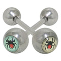 Surgical Steel 14 Gauge Tongue Barbell Ring with Spider Logo