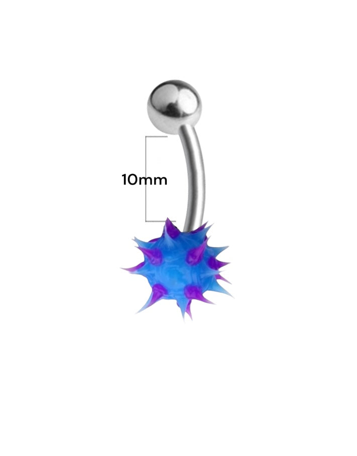 Surgical Steel & Silicone 14G Spike Ball Belly Button Rings - 5 Pack