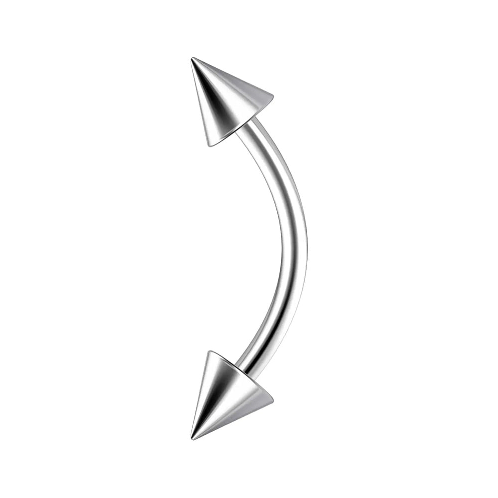 Surgical Steel 14 Gauge Curved Barbell with Spike Ends